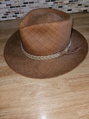 Scala Panama Straw Hat in Tan with Green Label